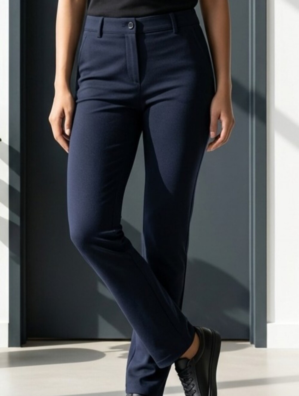 Betabrand Blue Ponte Straight Leg Pants Sz M